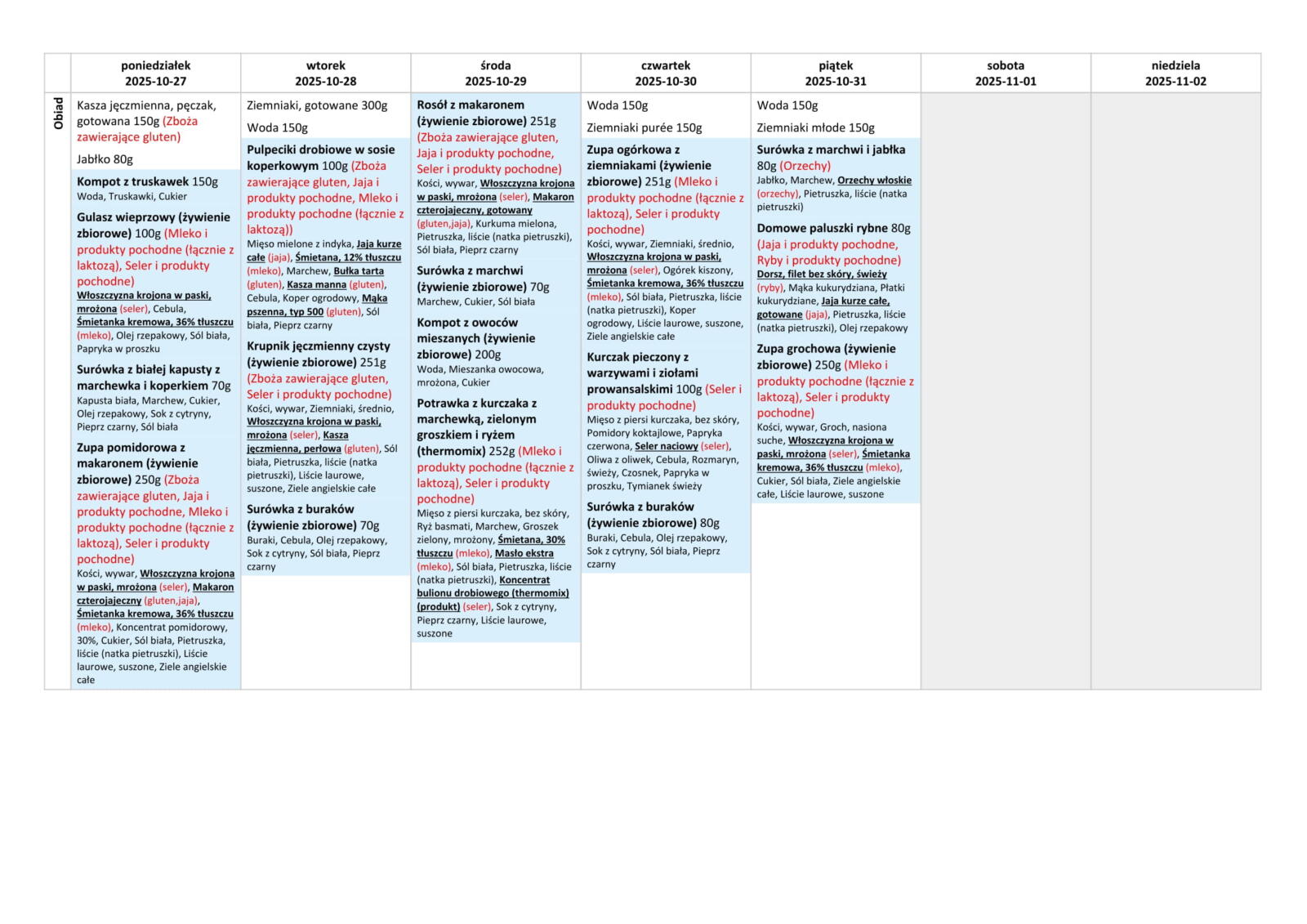 menu przedszkole lubawa ..